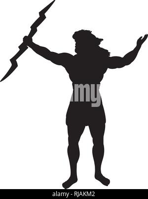 Zeus Giove dio silhouette antica mitologia fantasy Illustrazione Vettoriale