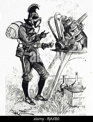Una incisione raffigurante un autore ha un'idea della guerra corps negli anni cinquanta: un tenente nella guerra chimica corps. Datata del XIX secolo Foto Stock