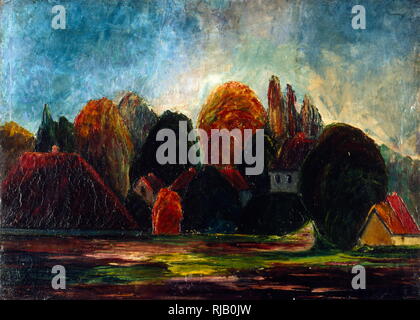 Paesaggio norvegese 1900, da Edvard Munch (1863 -1944), pittore norvegese, influenzato da Espressionismo tedesco Foto Stock