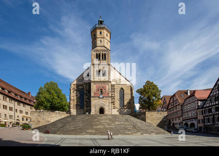 SchwÃ¤bisch Hall, protestanti chiesa parrocchiale di San Michele, open-air stadio Treppe GroÃŸe Foto Stock