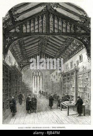 Shrewsbury Grammer School - biblioteca 1861 Foto Stock