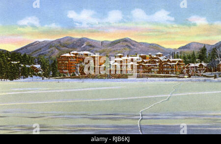 Lake Placid, N.Y., USA - Vista sul lago Mirror - Inverno Foto Stock