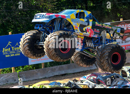 Gosen, Connecticut. Il 4 settembre 2017. Il stallone nero monster truck a Goscen annuale fiera in Gosen Connecticut, Litchfield County su un sunn Foto Stock