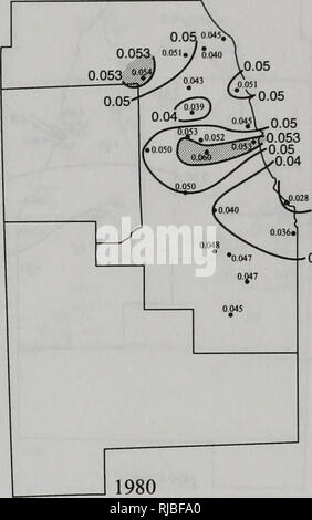 . La modifica di Illinois ambiente : importanti tendenze : Relazione tecnica delle tendenze critiche progetto di valutazione. L'uomo; inquinamento; la protezione ambientale; Ecologia; valutazione dell'impatto ambientale. Dell'EVOLUZIONE DELLA QUALITÀ DELL'ARIA IN ILLINOIS. 0,03 0,04. Si prega di notare che queste immagini vengono estratte dalla pagina sottoposta a scansione di immagini che possono essere state migliorate digitalmente per la leggibilità - Colorazione e aspetto di queste illustrazioni potrebbero non perfettamente assomigliano al lavoro originale. Illinois. Dipartimento di Energia e risorse naturali; importanti tendenze progetto di valutazione. Springfield, Ill. : Ill. Dipartimento di Energia naturale e Foto Stock