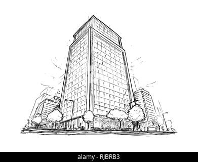 Disegno di una strada di Città alto edificio Foto Stock