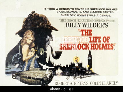 Film Poster per "la vita privata di Sherlock Holmes' un 1970 Deluxe film a colori in Panavision scritto e prodotto da Billy Wilder e I. A. L. Diamante e diretto da Wilder. Foto Stock