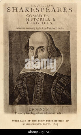 Pagina del titolo del primo Folio delle opere di Shakespeare Foto Stock