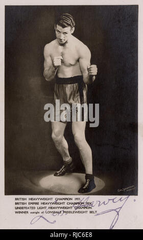 British Heavyweight Champion Len Harvey (1906-1976) - divenne campione nel 1933, ha vinto il British Empire Heavyweight Championship nel 1934 - imbattuto Pesi Mediomassimi campione e vincitore del Lonsdale Middleweight cinghia. Foto Stock