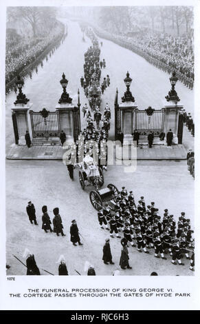 Processione funebre di Re Giorgio VI - Porte di Hyde Park Foto Stock