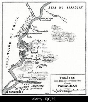 Mappa della guerra del Paraguayan 1868 Foto Stock