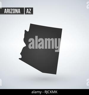 Mappa degli Stati Uniti Stato dell Arizona su uno sfondo bianco. Illustrazione Vettoriale
