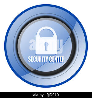 Security Center round lucida blu web design icona isolati su sfondo bianco Foto Stock