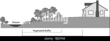 . La necessità per il flusso vegetò tamponi [risorsa elettronica] : che cosa fa la scienza dire? . La creazione di zone tampone (gestione degli ecosistemi); qualità dell'acqua; Habitat (ecologia); Stream ecologia; ecologia ripariali. Raccomandazioni scientifiche sul flusso di Sizeof Vegetò Bulgers necessari per proteggere la fauna selvatica e di habitat per la flora e la fauna la costruzione di contrattempi e Vegetò tamponi per capire contrattempi e tamponi, è importante comprendere i seguenti concetti: Edificio contrattempi o "no le aree di build" sono la distanza da un flusso ordinario dell high water mark per la zona dove nuove strutture e altri Foto Stock