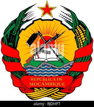 Stemma nazionale della Repubblica del Mozambico. Foto Stock