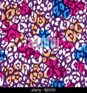 Luminoso multicolore sfondo leopard. Abstract seamless pattern. Avvistato pelle di animale Illustrazione Vettoriale