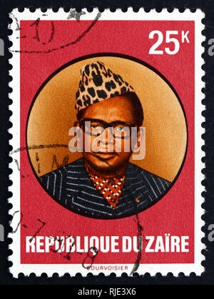 ZAIRE - circa 1978: un timbro stampato in Zaire mostra Giuseppe D. Mobutu, presidente dello Zaire, 1965 - 1997, circa 1978 Foto Stock