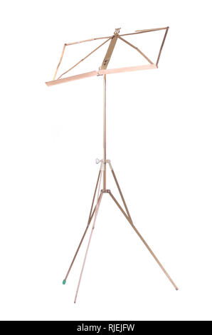 Molto vecchio ottone music stand, isoalted su bianco Foto Stock