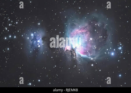 Grande nebulosa di Orione M42, nella costellazione di Orione, la Via Lattea Foto Stock