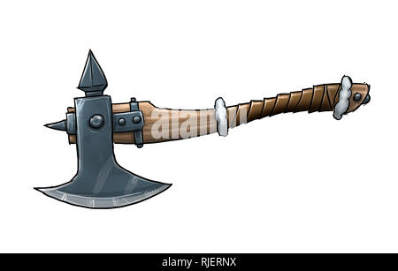 Cartoon illustrazione di fantasia o battaglia medievale Ax Foto Stock