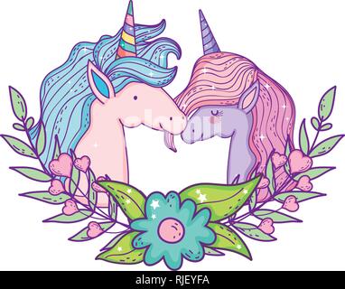 Splendido piccolo unicorns giovane capi Illustrazione Vettoriale