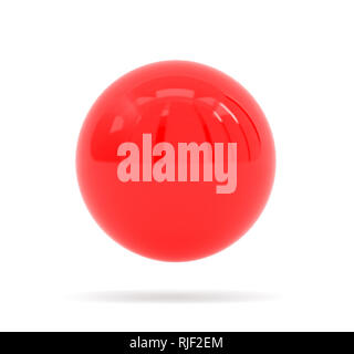 Sfera rossa. Sfera lucido su sfondo bianco. 3D render illustrazione Foto Stock