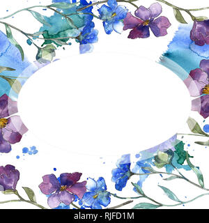 Blu e viola il lino floreale di fiori botanica. Wild molla a balestra di  fiori selvaggi isolati. Acquerello illustrazione dello sfondo impostato. Disegno  ad acquerello fashio Foto stock - Alamy