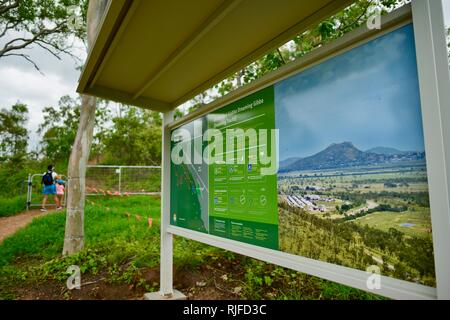 Il segno all'ingresso del Moongun sentiero a piedi a molle di Elliot, Townsville, Queensland, Australia Foto Stock