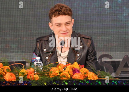 Foto Gian Mattia d'Alberto/LaPresse 06 Febbraio 2019 Sanremo, Italia Spettacolo Festival di Sanremo 2019, conferenza Irama Nella foto: Foto Irama Gian Mattia d'Alberto/LaPresse Febbraio 06th, 2019 Sanremo, Italia Entertainment Festival di Sanremo 2019, Irama conferenza stampa nella foto: Irama Foto Stock