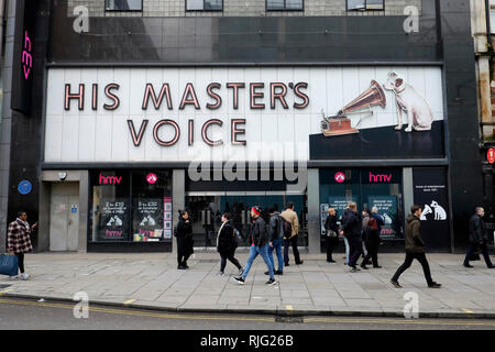 Londra, Regno Unito. 6 febbraio, 2019. Il flagship store HMV di Oxford Street è chiuso. Credito: Yanice Idir / Alamy Live News Foto Stock