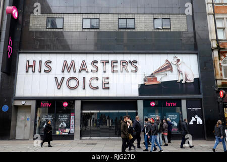 Londra, Regno Unito. 6 febbraio, 2019. Il flagship store HMV di Oxford Street è chiuso. Credito: Yanice Idir / Alamy Live News Foto Stock