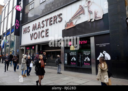 Londra, Regno Unito. 6 febbraio, 2019. Il flagship store HMV di Oxford Street è chiuso. Credito: Yanice Idir / Alamy Live News Foto Stock