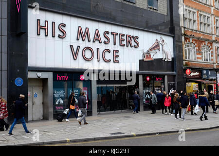 Londra, Regno Unito. 6 febbraio, 2019. Il flagship store HMV di Oxford Street è chiuso. Credito: Yanice Idir / Alamy Live News Foto Stock