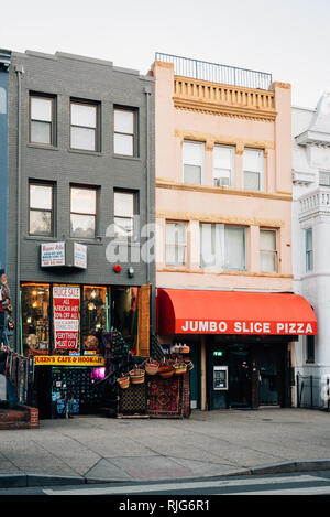 Le aziende sul diciottesimo Street, in Adams-Morgan, Washington DC Foto Stock