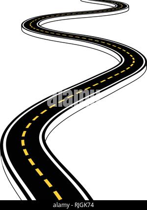 Lasciare l autostrada, strada curva con marcature. 3D illustrazione vettoriale su bianco Illustrazione Vettoriale