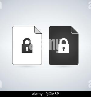 Documento icona a forma di lucchetto vettore. Cyber Sicurezza dei dati immagine. Foglio di carta il logo di bloccaggio. Di elaborazione di informazioni digitali Secure Symbol Illustrazione Vettoriale