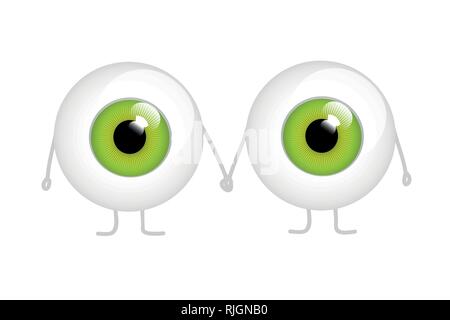 Due occhi verdi holding hands cartoon illustrazione vettoriale EPS10 Illustrazione Vettoriale