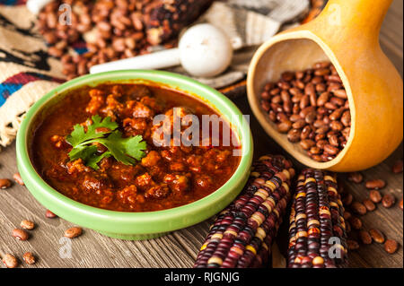 Red Cile carni bovine con fagioli, ricetta dei Pueblo, Nuovo Messico, Stati Uniti d'America, America del Nord Foto Stock