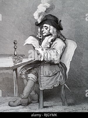 Una incisione intitolata 'Il Candidato' da William Hogarth (1697-1764) pittore inglese, printmaker, pittoriche satiro, critico sociale e fumettista editoriale che è stato accreditato con pionieristico di western arte sequenziale. Datata xviii secolo. Foto Stock