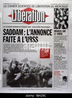 Stampa francese la copertura della guerra del Golfo e la tempesta di deserto di funzionamento Febbraio 1991 Foto Stock