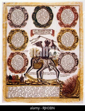 Russo del xix secolo illustrazione schematica del 'Sanche i peccati mortali". Tratto religiosa circa 1850 Foto Stock
