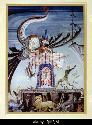 Il Drago Seven-Headed, fiaba di Jacob e Wilhelm Grimm. Illustrazione di Kay Nielsen, 1925 Foto Stock