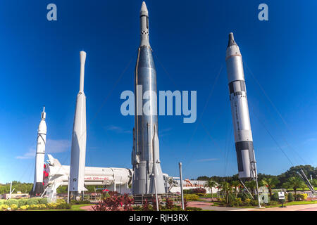 Giardino a razzo a Cape Canaveral Foto Stock