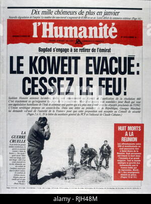 Stampa francese la copertura della guerra del Golfo e la tempesta di deserto di funzionamento Febbraio 1991 Foto Stock