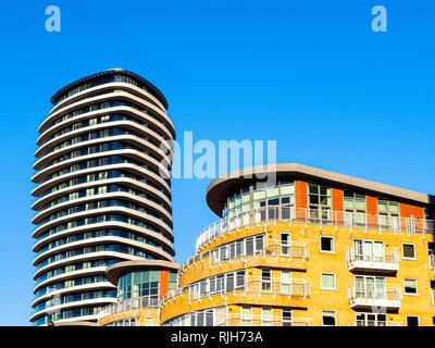 Lombard Wharf edificio di appartamenti a Wandsworth - il sud ovest di Londra, Inghilterra Foto Stock