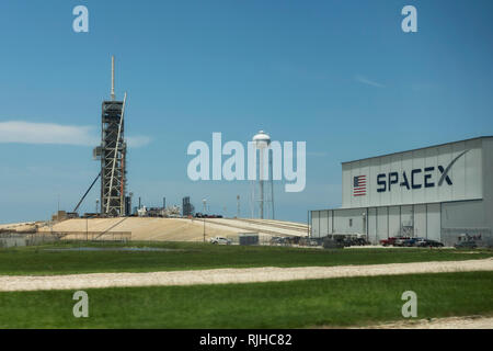 Cape Canaveral, in Florida, Stati Uniti d'America - 12 Giugno 2018: spazio X launch pad nel Centro Spaziale Kennedy Foto Stock
