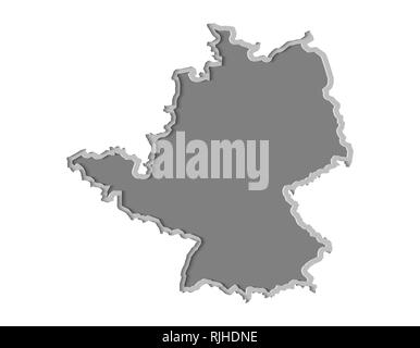 Germania mappa carta tagliata illustrazione vettoriale, paese isolato su uno sfondo bianco. Illustrazione Vettoriale
