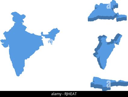 India mappa isometrica illustrazione vettoriale, paese isolato su uno sfondo bianco. Illustrazione Vettoriale