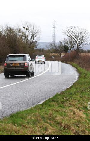 Il B4077 a poco Washborne, area di collisione fatale alle 22.30 di venerdì 26 gennaio 2018 - Immagine 27.1.18 da Antony Thompson - Migliaia di Word Foto Stock