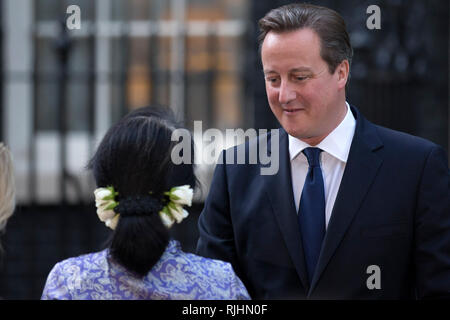 Aung San Suu Kyi si incontra con la Gran Bretagna è il Primo Ministro David Cameron il 23 ottobre 2013, al 10 di Downing Street a Londra. Foto Stock