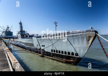 USS Pampanito, sottomarino della Seconda Guerra Mondiale, San Francisco, California USA Foto Stock